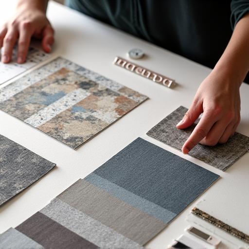 Campioni di carta da parati personalizzata su un tavolo da lavoro.